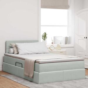 Krevet s od storage Svijetlo siva 120 x 200 cm Baršun - Siva / 120 x 200 cm