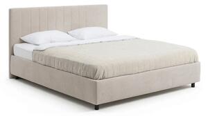 Bež tapecirani bračni krevet s podnicom i prostorom za odlaganje 160x200 cm Myra Slim Line – Bonami Selection
