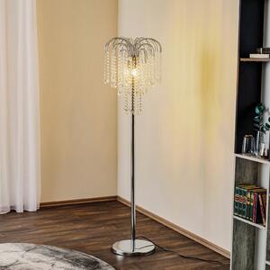 Podna lampa Pioggia s kristalnom kišom, kromirana