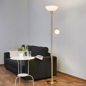 Lindby podna lampa Elaina, svjetlo za čitanje, boja mesinga, 183cm E27