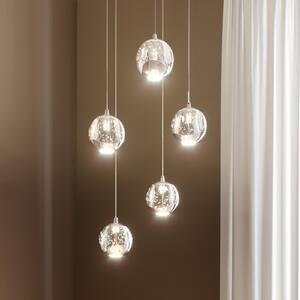 Lucande LED visilica Hayley, Ø 30 cm, 5 žarulja, krom, staklo