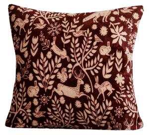 Jastučnica od mikropliša FOREST ANIMALS 45x45 cm, bordo