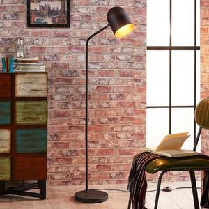 Lindby podna lampa Morik, 1-light, crna/zlatna, metal, Crno, Dnevni boravak/blagovaonica, Metal, Svjetlo za čitanje