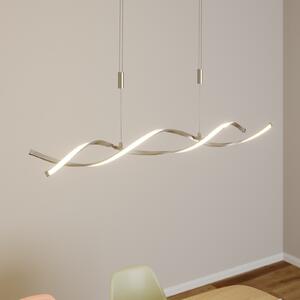 Lindby LED viseća lampa Auron, boja nikla, metalna, prigušiva, prigušiva, Sivo, Dnevni boravak/blagovaonica, Plastika