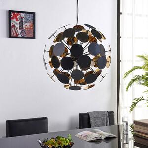 Lindby viseća lampa Kinan, Ø 54 cm, crna, zlatna, metal, prigušiva, Crno, Dnevni boravak/blagovaonica, Plastika