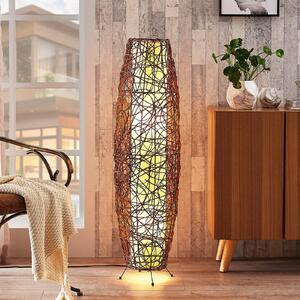 Lindby podna lampa Nias, visina 111 cm, ratan, tekstil