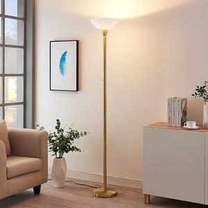 Lindby podna lampa Ignacia, boja mesinga, staklo, 180 cm, E27, Zlato / mjed, Dnevni boravak/blagovaonica, Metal