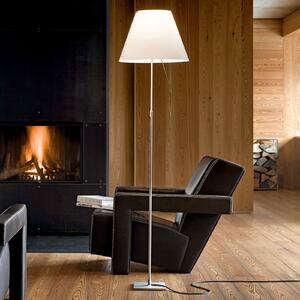 Luceplan Costanza podna lampa D13t, aluminij/bijela, prigušiva, Bijela, Dnevni boravak/blagovaonica, Metal
