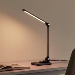 Lindby LED stolna lampa Valtaris, siva, aluminij, CCT, prigušiva