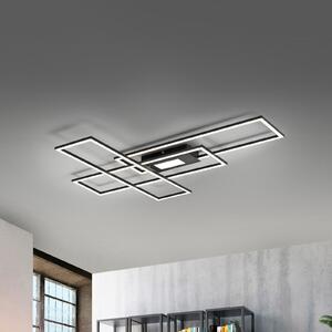 JUST LIGHT. GmbH LED stropna svjetiljka Asmin, CCT, crna, 98,9 x 69,4 cm, prigušiva, Crno, Dnevni boravak/blagovaonica, Aluminij, Strop s više plamena