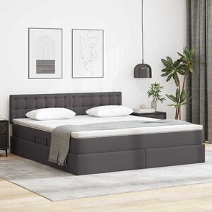 Krevet s madracem i skladištem Siva 160 x 200 cm Lažna koža - Siva / 160 x 200 cm