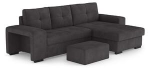 Razvlačna sofa s spremnikom i tabureom PALERMO crna desna