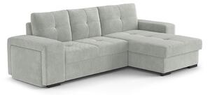 Razvlačna sofa s spremištem i tabureom PALERMO svijetlo siva desna