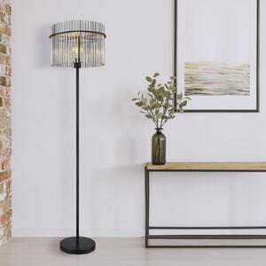 Podna lampa Gorley, visina 152 cm, dimno siva, staklo/metal