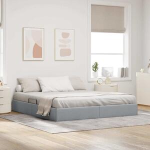 Krevet s od storage Svijetlo siva 180 x 200 cm tkanina - Siva / 180 x 200 cm