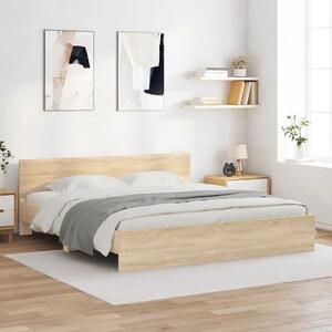 Okvir kreveta s uzglavljem boja hrasta 180x200 cm - Smeđa / 180 x 200 cm