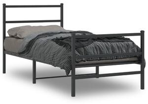 Metalni okvir kreveta s uzglavljem i podnožjem crni 90 x 200 cm - Crna / 90 x 200 cm