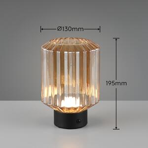 Lord LED stolna baterijska lampa, crna/jantarna, visina 19,5 cm, staklo