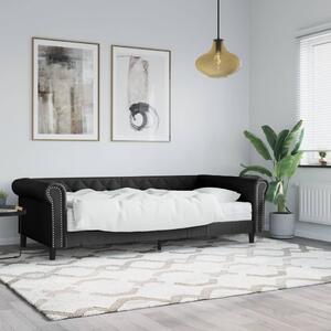 Dnevni krevet s madracem crni 90 x 200 cm od umjetne kože - Crna / 90 x 200 cm