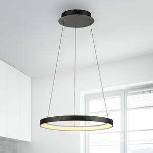 Paul Neuhaus LED viseća lampa Hoop, crna, Ø 57 cm, prigušiva, prigušiva, Crno, Dnevni boravak/blagovaonica, Aluminij
