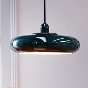 Dyberg Larsen viseća lampa Planet, tamnozelena, Ø 40 cm, metalna, prigušiva, Zelena, Dnevni boravak/blagovaonica, Metal