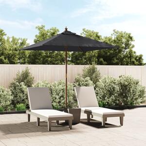 Vrtni suncobran s drvenim stupom crni 198 x 198 x 231 cm - Crna / N/A