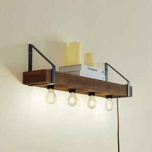 Lindby zidna svjetiljka Vatana, drvo, utikač, USB priključak, 80 cm