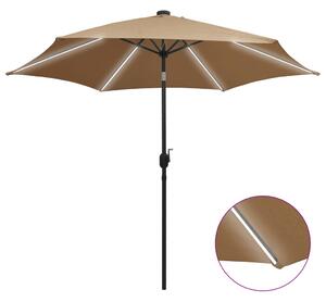 Vrtni suncobran LED s aluminijskim stupom 300 cm smeđesivi - Tupe / N/A