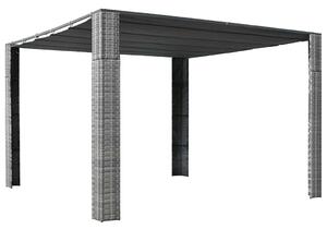 Sjenica s krovom od poliratana 300 x 300 x 220 cm siva i antracit - Antracitno siva / 300 x 300 x 220 cm