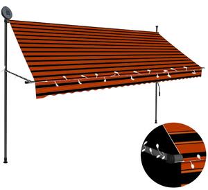 Tenda na ručno uvlačenje s LED svjetlom 300 cm narančasto-smeđa - Šarena / N/A