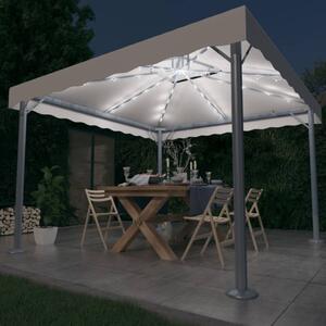 Sjenica s LED svjetlosnim trakama 300 x 300 cm krem aluminijska - Krema / N/A