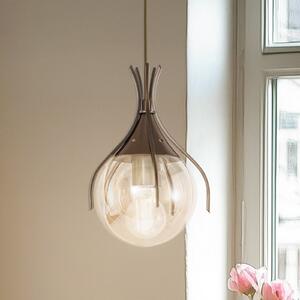 Viseća lampa Sinka, jantar/staro zlato, Ø 13 cm, staklo/metal