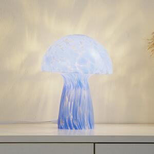 Lindby stolna lampa Hubi, plava, staklo, Ø 22 cm, oblik gljive, Plava, Dnevni boravak/blagovaonica, Staklo