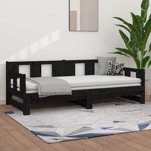 Dnevni ležaj na izvlačenje 2 x (90 x 190) cm crni od borovine - Crna / 90 x 190 cm