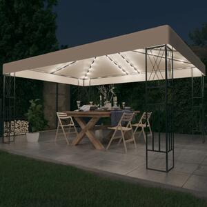 Sjenica s LED svjetlosnim trakama 3 x 4 m krem od tkanine - Krema / 3 x 4 m