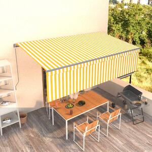 Tenda na ručno uvlačenje s roletom 5 x 3 m žuto-bijela - Žuta / 5 x 3 m