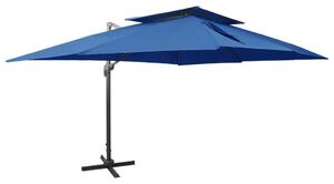 Konzolni vrtni suncobran s dvostrukim vrhom 400 x 300 cm azurni - Plava / 300 x 400 cm