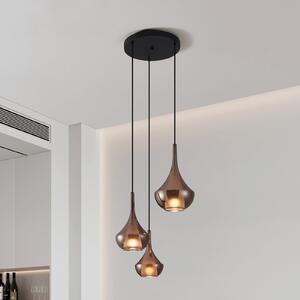 Stars of Light Lampa za vješanje Almoster, bakar, Ø 55 cm, 3 svjetla, prigušiva, Bakar, Dnevni boravak/blagovaonica, Staklo, Zavjese u paketu
