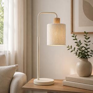 Brilliant Stolna lampa Arlo, bež, tkanina/drvo, visina 58 cm, E27, Bež, Dnevni boravak/blagovaonica, Tkanina / tekstil