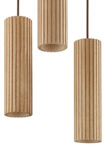 Brilliant Lampica Lakewood, smeđa, drvo, Ø 28 cm, za 3 žarulje, prigušiva, Drvo, Dnevni boravak/blagovaonica, Drvo, Zavjese u paketu