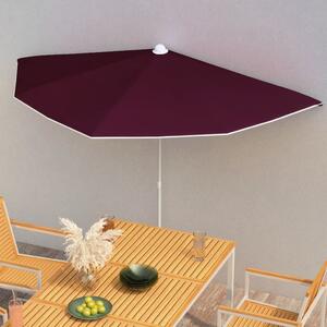 Vrtni polukružni suncobran sa stupom 180 x 90 cm bordo - Crvena / N/A