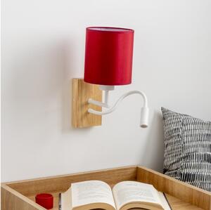 Brilagi-LED Zidna lampa NUBILA WOOD 1xE27/25W/230V+LED/3W hrast/pompej. crvena
