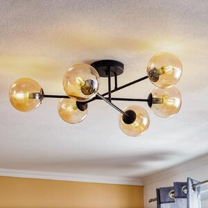 EMIBIG LIGHTING Staklena stropna svjetiljka, crna, jantarna, staklo, 6 žarulja, E14, prigušiva, Crno, Dnevni boravak/blagovaonica, Metal