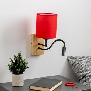 Brilagi - LED Zidna lampa NUBILA WOOD 1xE27/25W/230V + LED/3W hrast/crvena