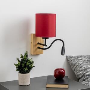 Brilagi-LED Zidna lampa NUBILA WOOD 1xE27/25W/230V+LED/3W hrast/pompej. crvena