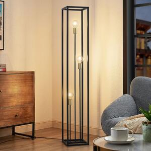 Lindby podna lampa Tiliane, crna, metal, 3 žarulje, 153 cm