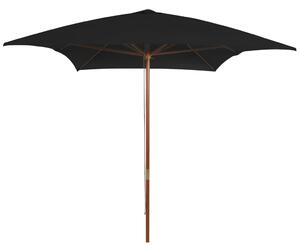Vrtni suncobran s drvenim stupom 200 x 300 cm crni - Crna / N/A