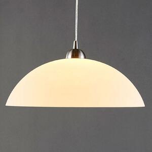 Lindby Valeria viseća svjetiljka, bijela, staklo, Ø 40 cm, E27, prigušiva, Bijela, Kuhinja, Staklo