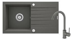 Deante ZQZVT113 ZORBA 76x44cm granitni sudoper + metalna baterija antracit