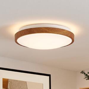 Lindby LED stropna svjetiljka Mynte, Ø30cm, izgled drveta, plastika, Drvo, Dnevni boravak/blagovaonica, Plastika